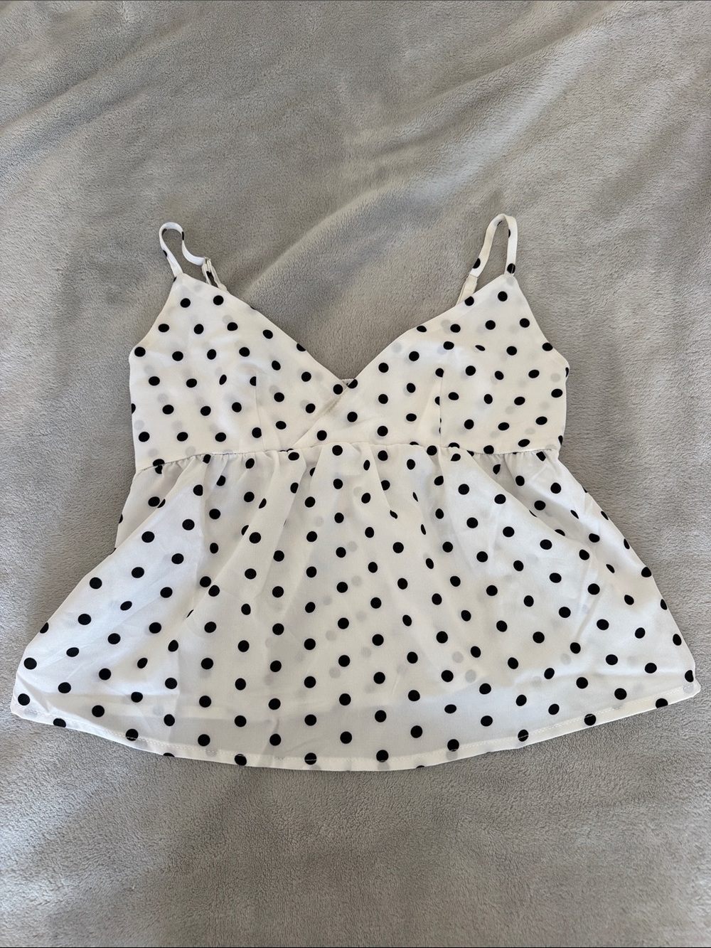 Women’s White Polka Dot Spaghetti Strap Tank Top